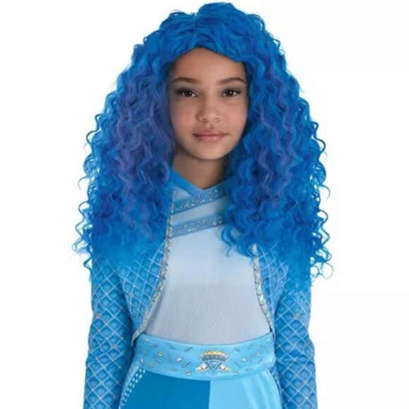Disney Descendants 4 Chloe Kids Blue Curly Wig - Picture 1 of 5